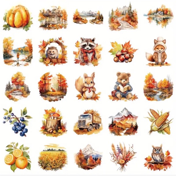 Set of 50 Autumn Individual Shaped Stickers - Picture 6 of 7